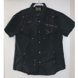 Black Short Sleeve Button Down Men’s Shirt